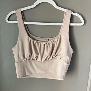 Ribbed Scoop Neck Cropped Tank Top - Light Blush